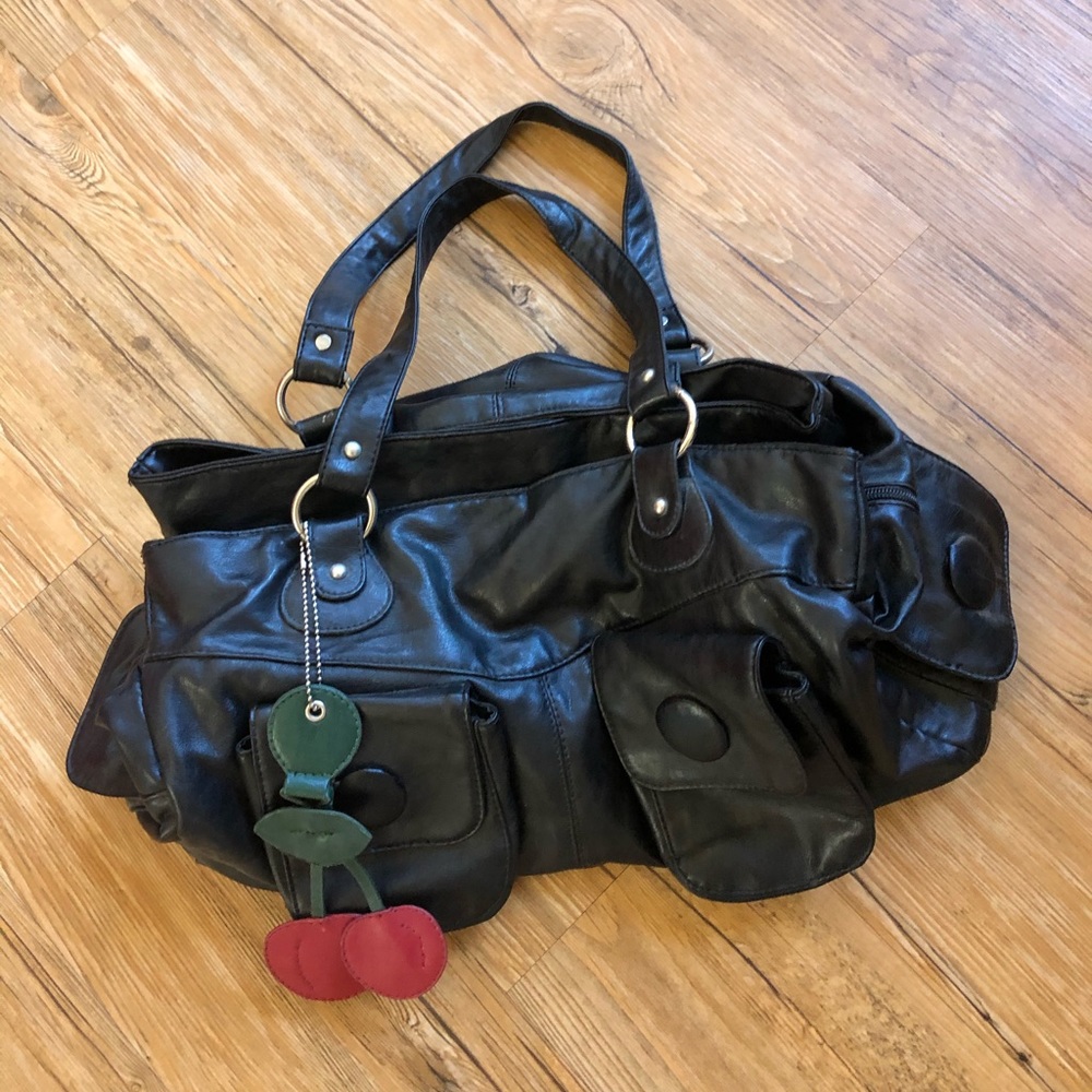 Black Tote Bag with Cherry 🍒 Accent